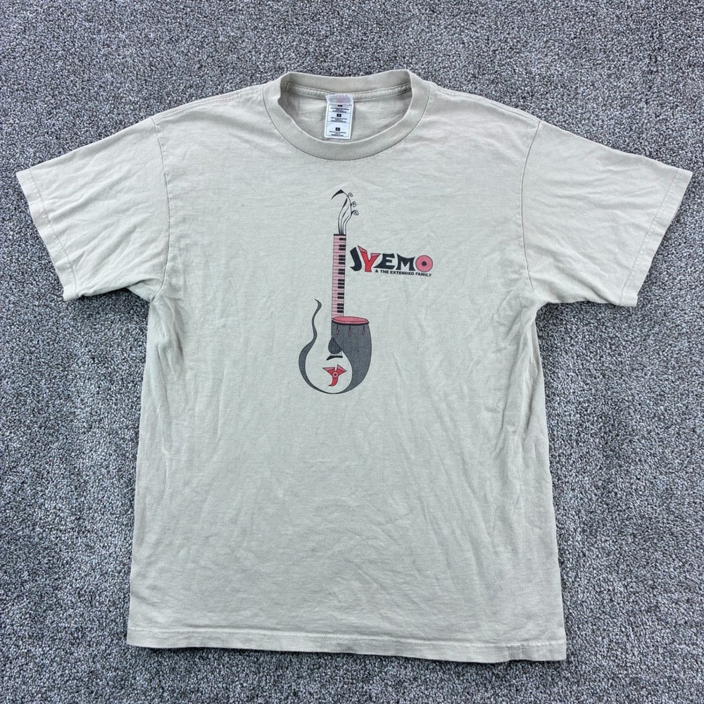 Vintage Jyemo Club Shirt Mens Large Beige Latin Rhythm Reggae Rock Music Band